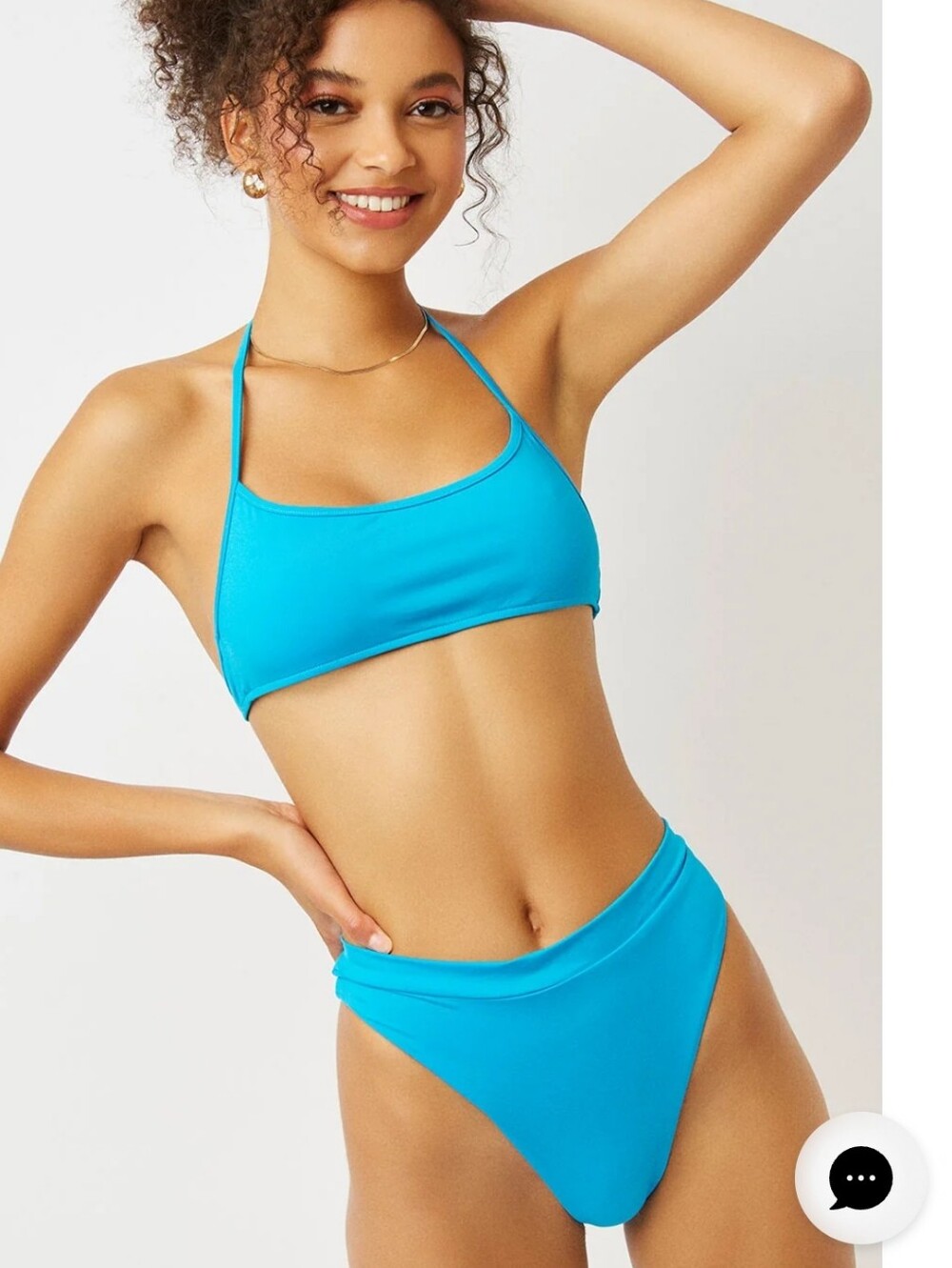 Frankies Ocean Blue Halter Bikini Top and High-Waist Skimpy Bottom XL